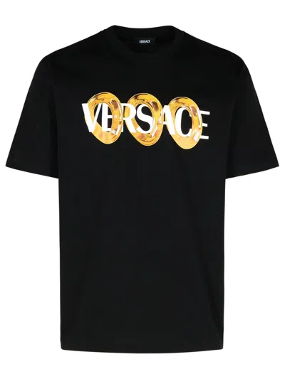 VERSACE BLACK COTTON T-SHIRT