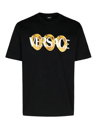 VERSACE BLACK COTTON T-SHIRT