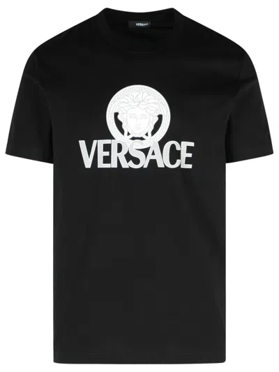 VERSACE BLACK COTTON T-SHIRT