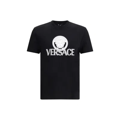 VERSACE BLACK COTTON T-SHIRT