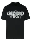 Versace Black T-shirt With Medusa Head Logo Print On The Front In Cotton Man In Black