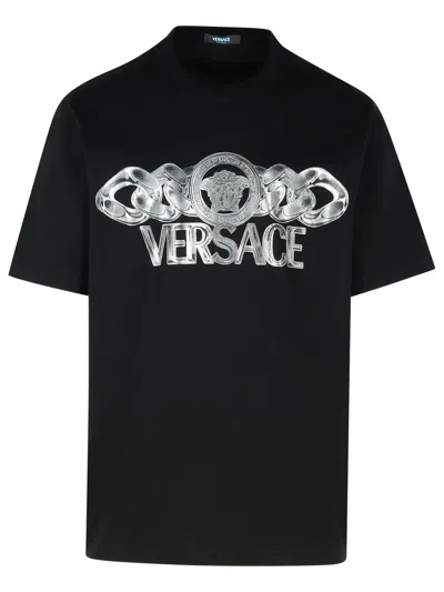 VERSACE VERSACE BLACK COTTON T-SHIRT MEN