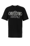Versace Black T-shirt With Medusa Head Logo Print On The Front In Cotton Man In Nero