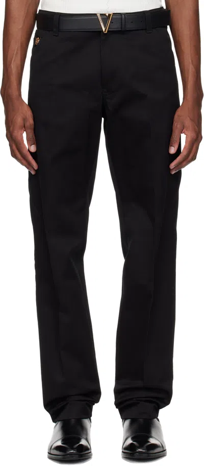 Versace Black Cotton-gabardine Chino Trousers