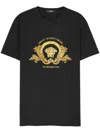 Versace Black Coupe Blason-embroidered Cotton T-shirt In Black