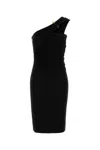 Versace Black Crepe One-shoulder Dress In Black
