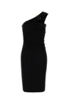 Versace Black Crepe One-shoulder Dress In Black