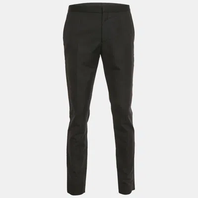 Pre-owned Versace Black Crepe Satin Side Trim Formal Trousers M