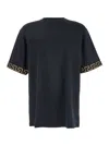 Versace Black Crewneck T-shirt With Greca Pattern On The Sleeves In Tech Fabric Man In Black