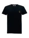 Versace Black Crewneck T-shirt With Medusa Logo Print In Stretch Cotton Man In Black