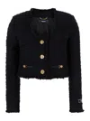 Versace Short Tweed Heritage Jacket In Black