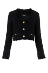 Versace Short Tweed Heritage Jacket In Black