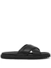 Versace Logo-lettering Leather Slides In Black
