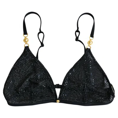 Pre-owned Versace Black Crystal Embellished Bra Top Spring 2020