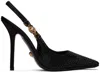 Versace Black Crystal Medusa '95 Slingback Heels In 1b00v-black-gold
