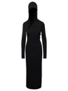 Versace Black Cut-out Hooded Maxi Dress In Viscose Woman In Black