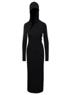 Versace Black Cut-out Hooded Maxi Dress In Viscose Woman In Black