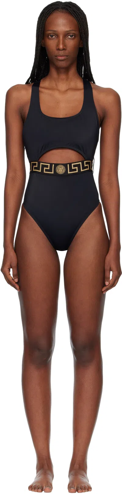 Versace Black Cutout Swimsuit