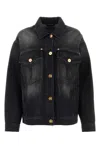 Versace Barocco Denim Jacket In Black