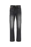 Versace Denim Jeans With Faded Effect And Contrast Stitching In Gray