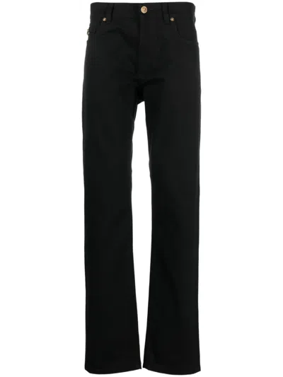 Versace Black Denim Mid-rise Straight-leg Jeans For Men