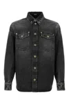 Versace Button-up Denim Jacket In Mediumblack