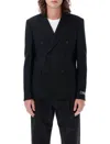 Versace Virgin Wool Double-breasted Blazer In Black
