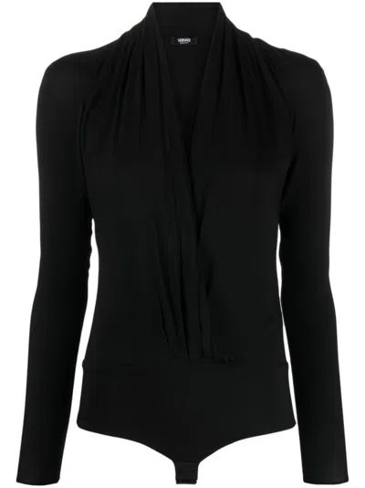Versace Black Draped Bodysuit
