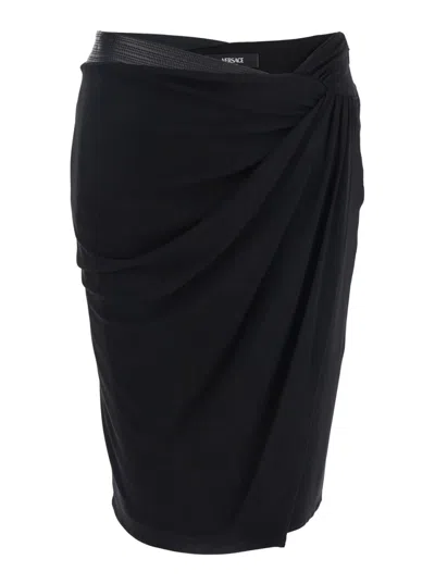 VERSACE BLACK DRAPED SKIRT