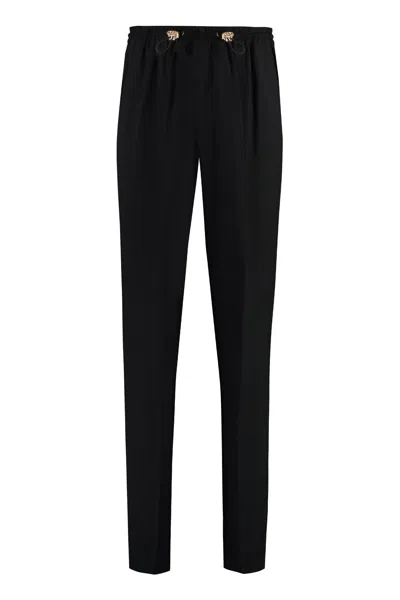 Versace Drawstring Pleated Trousers In Black