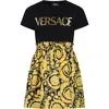 VERSACE BLACK DRESS FOR GIRL WITH VERSACE LOGO AND BAROQUE PRINT