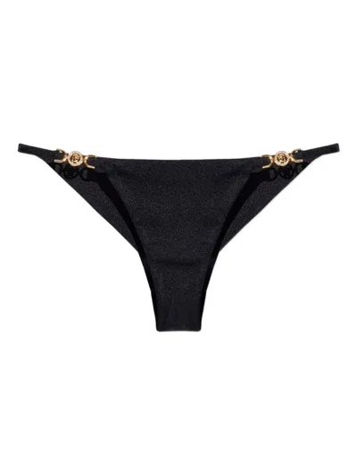 VERSACE BLACK EMBELLISHED BIKINI BOTTOM SWIMWEAR