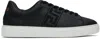 Versace Black Embroidered Greca Sneakers In 2b200-black+black