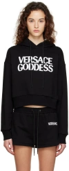Versace Black Embroidered Hoodie In 1b000 Black