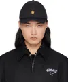 Versace Medusa Embroidered Cotton Drill Adjustable Baseball Cap In 2b150-black+gold