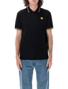 Versace Black Polo Shirt With Classic Collar And Medusa Embroidery In Black