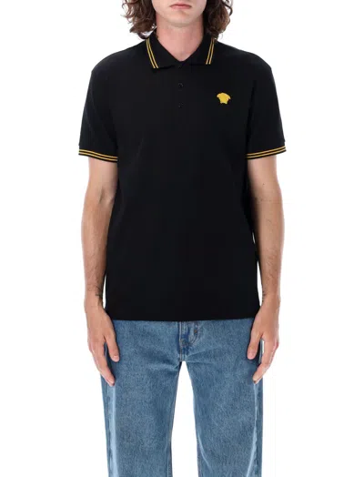VERSACE BLACK EMBROIDERED POLO