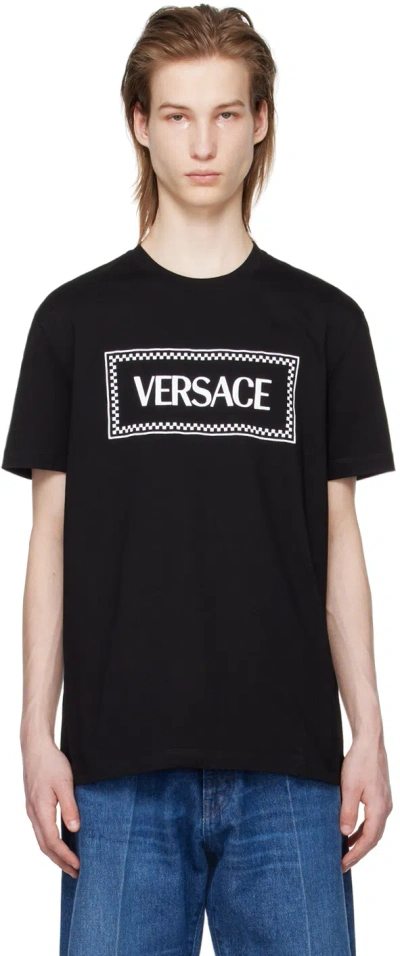 Versace Black Embroidered T-shirt