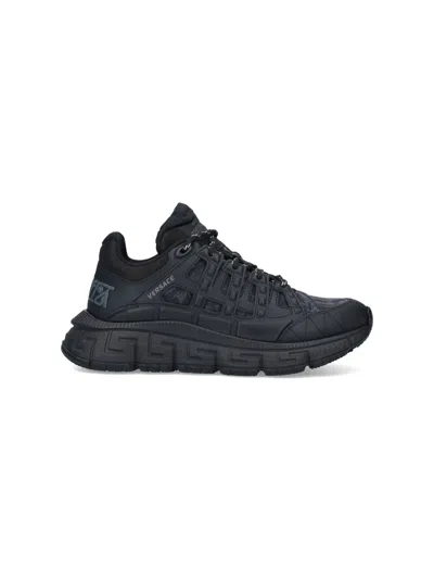 Versace Black Fabric Blend Sneakers In Schwarz