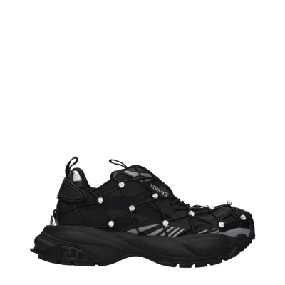 Versace Black Fabric Chunky Sneakers