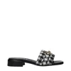 Versace Black Fabric Slippers In Multi