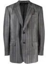 Versace Pastel Pinstripe Wool Blazer In Black