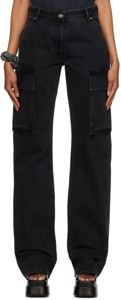 Versace Black Flap Pocket Jeans In 1d510 Faded Washed B