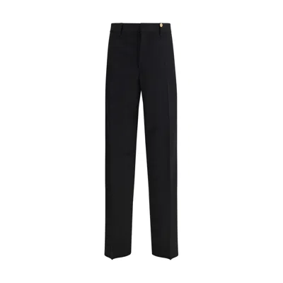 Versace Black Fleece Wool Dress Pants