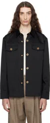 Versace Black Gabardine Overshirt In Black