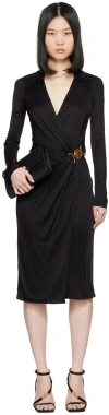 Versace Satin Dress With Safety Pin In 1b000 Black