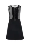 Versace Black Georgette Mini Dress In Black