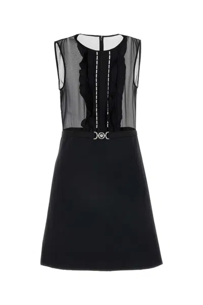 Versace Black Georgette Mini Dress