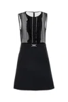 Versace Black Georgette Mini Dress In Black