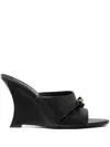 Versace Gianni Ribbon 95 Wedge Mules In Black